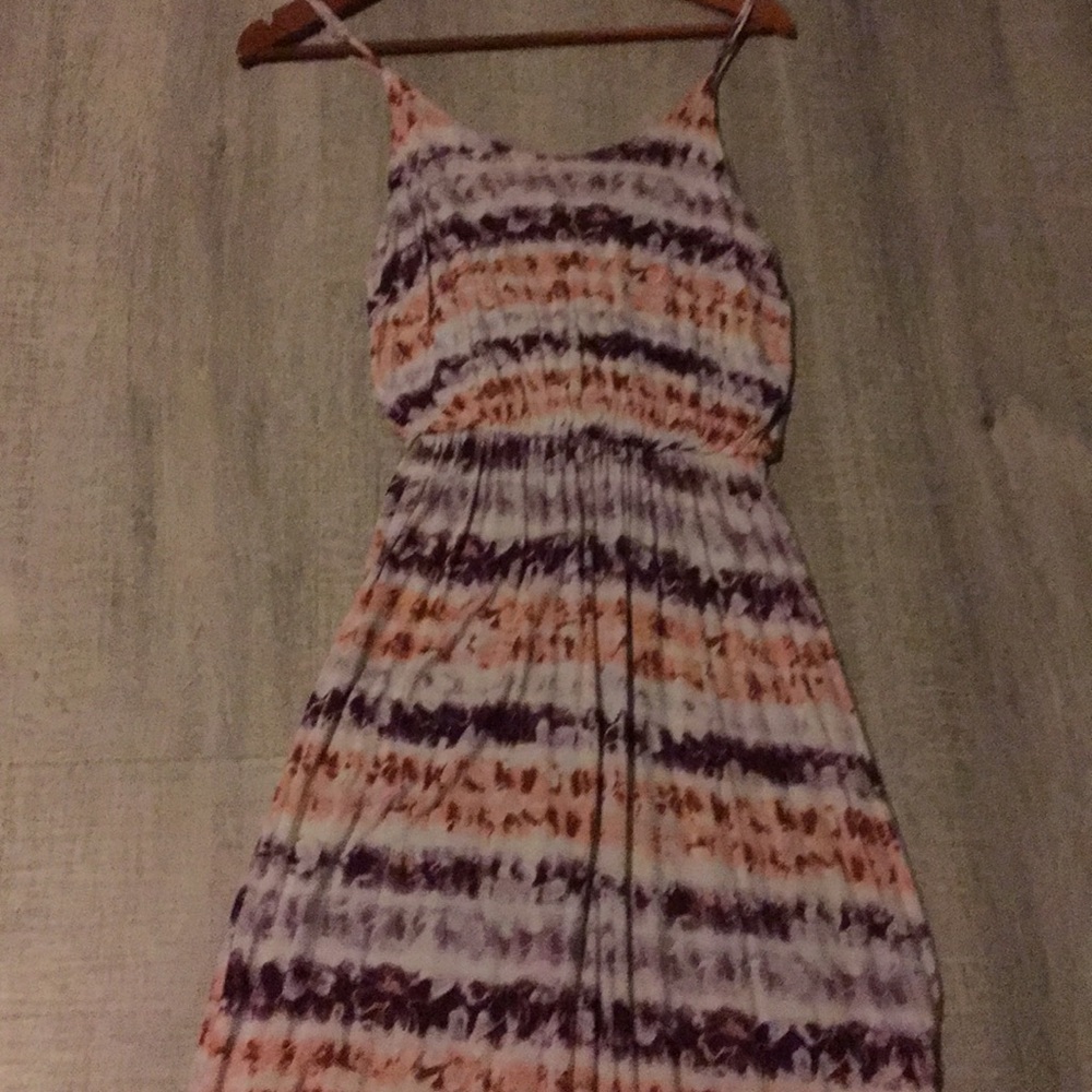 Summer pink, purple and white tie dyed dress